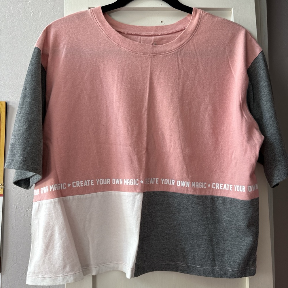 Flirtitude Pink, White, and Gray Tee